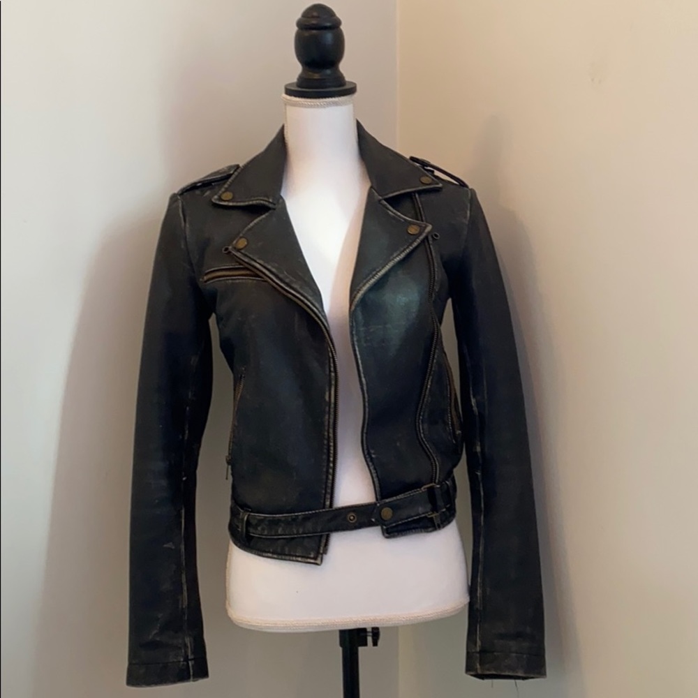Authentic Black Leather Motorcycle Jacket - image 3